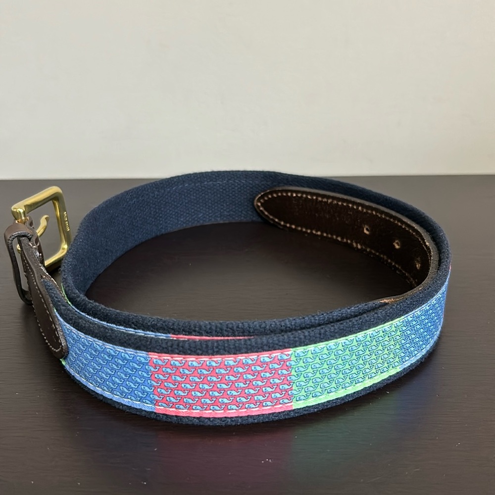 Vineyard Vines Men's Vineyard WhaleCanvas Club Belt Multi Color Sz 36